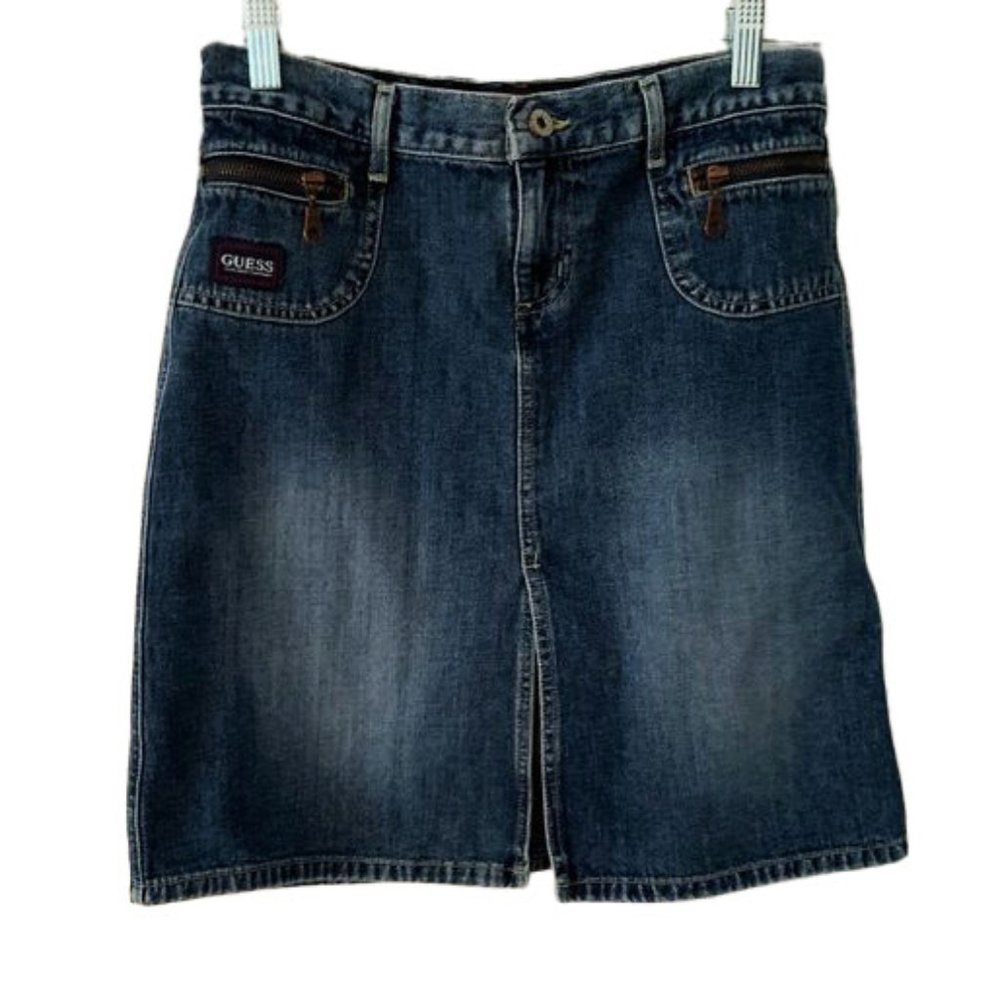 GUESS Y2K Jean Midi Skirt, Size 29 💋